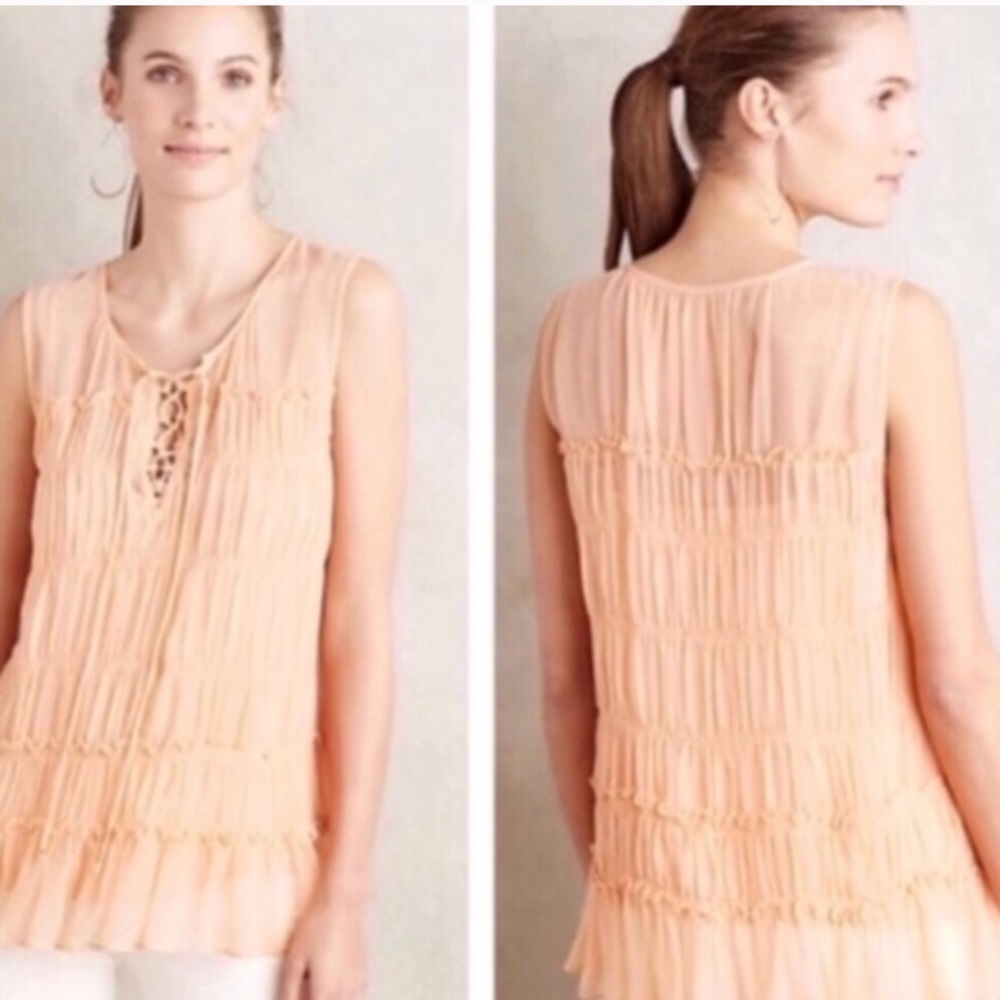 crinkled sheer orange blouse that